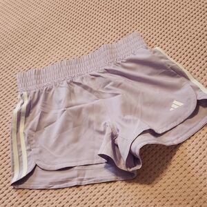 adidas Women's Light Lavender Athletic Running Shorts with Side Stripes